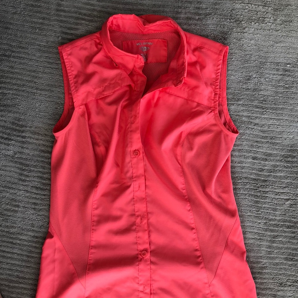 Salmon sleeveless fishing shirt